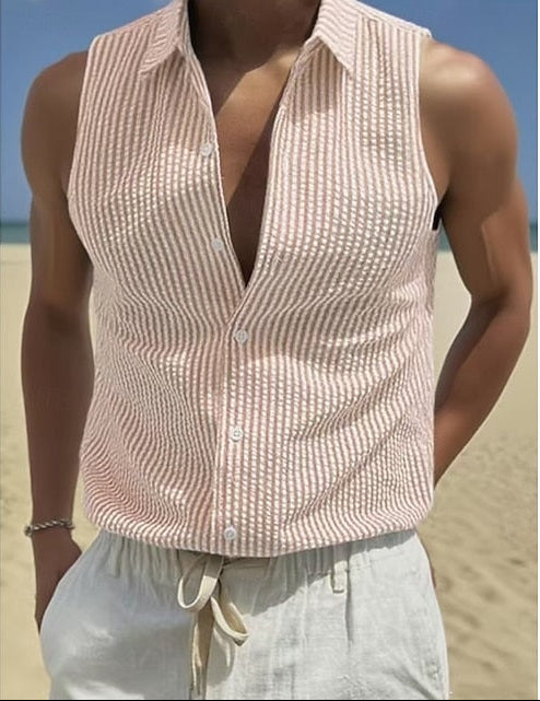 Beau | Men's Seersucker Sleeveless Shirt