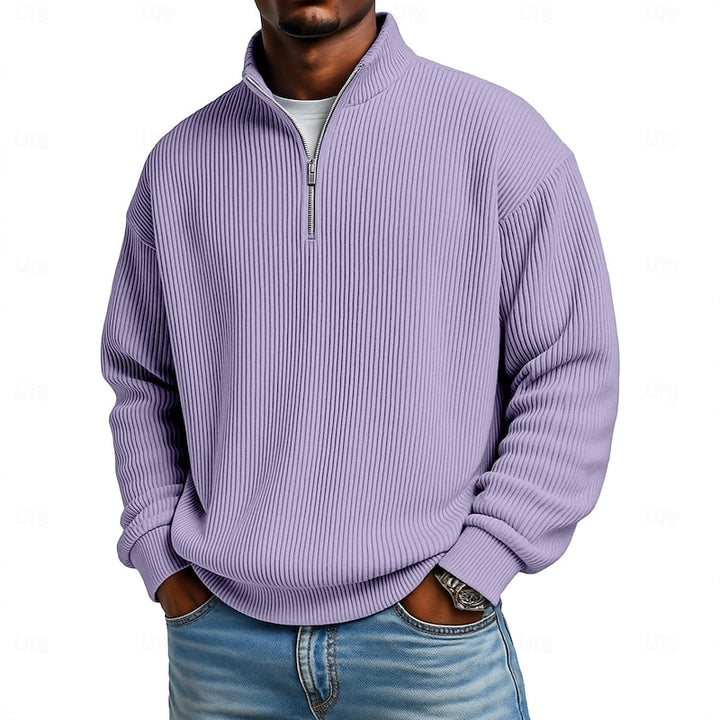 Garrett | Ribbed Stand-Collar Quarter-Zip Pullover