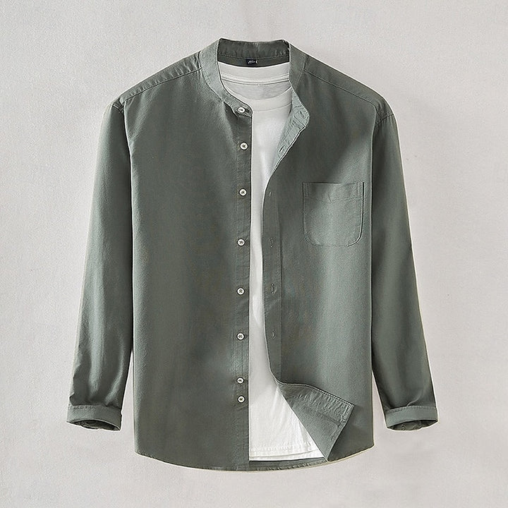 Nathan | Mandarin Collar Long-Sleeve Shirt