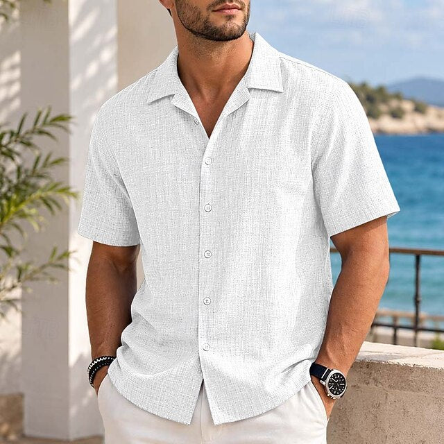 Neil | Men's Linen Camp Collar Shirt