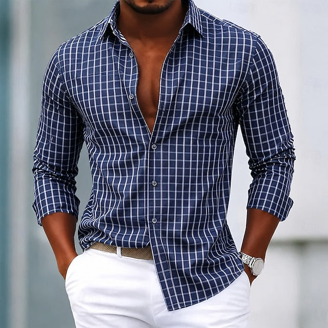Simon | Men's Plaid Check Long Sleeve Shirt