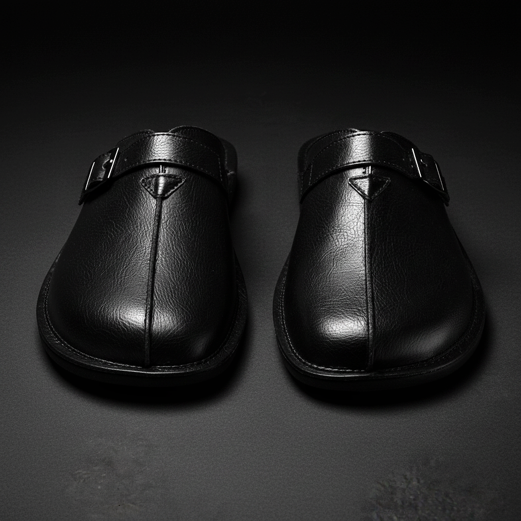 Sergio | Men's Leather Buckle Slip-On Mules