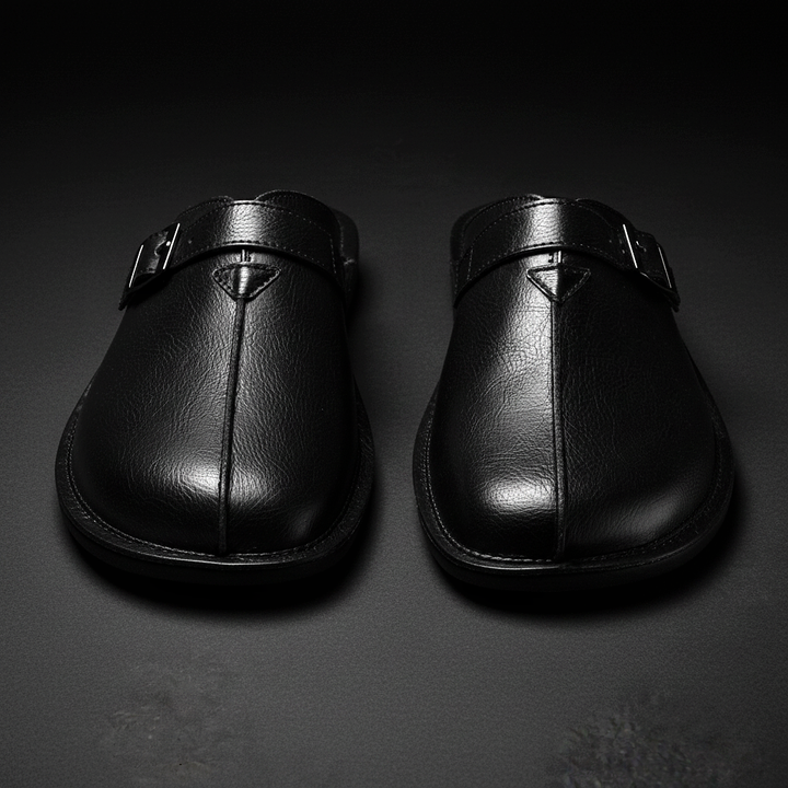 Sergio | Men's Leather Buckle Slip-On Mules
