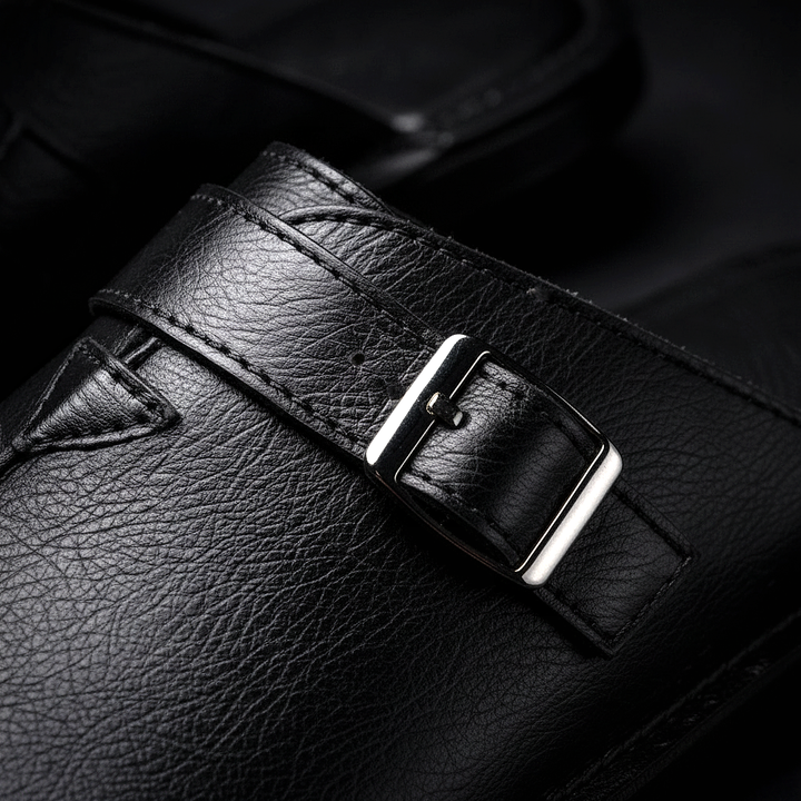 Sergio | Men's Leather Buckle Slip-On Mules