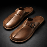 Sergio | Men's Leather Buckle Slip-On Mules