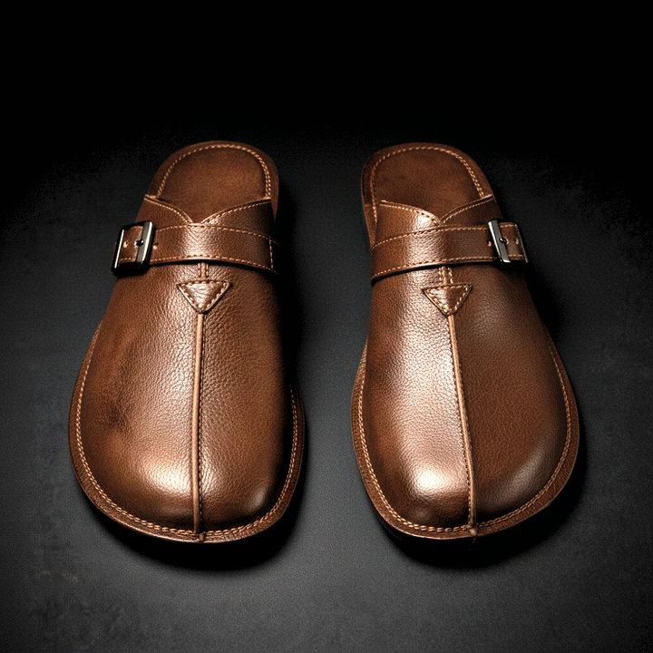 Sergio | Men's Leather Buckle Slip-On Mules