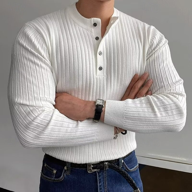 Reid | Ribbed Henley Sweater
