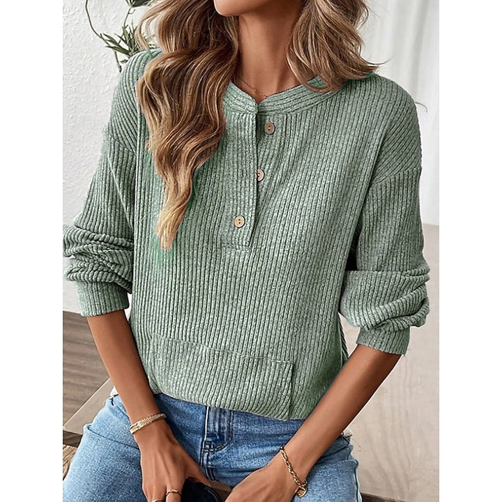 Delphine | Ribbed Henley Pullover