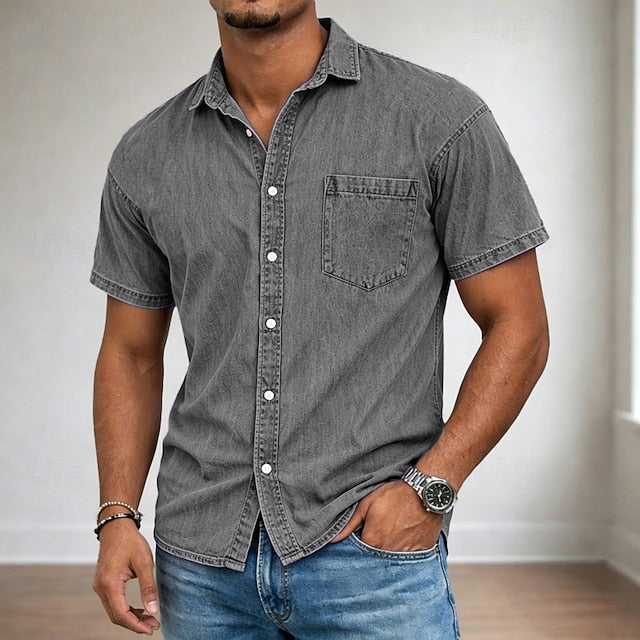 Kyle | Men's Acid Wash Cotton Short Sleeve Shirt