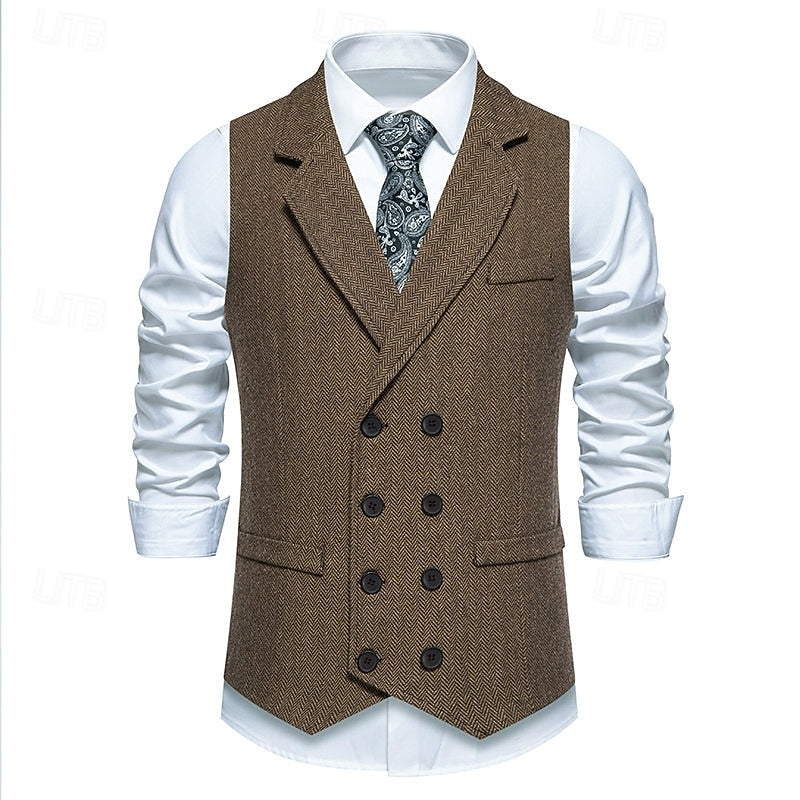 Alistair | Double-Breasted Herringbone Waistcoat