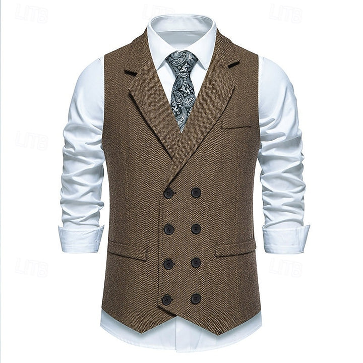 Alistair | Double-Breasted Herringbone Waistcoat