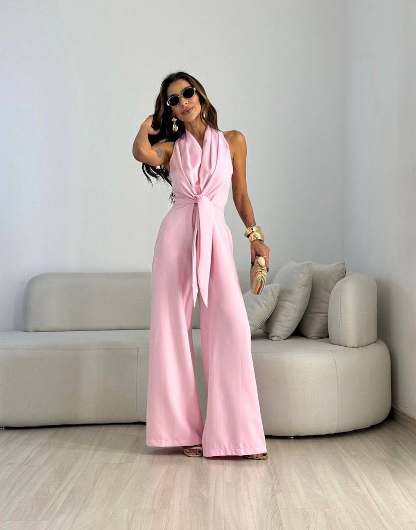 Paula | Women's Halter Tie-Front Wide-Leg Jumpsuit