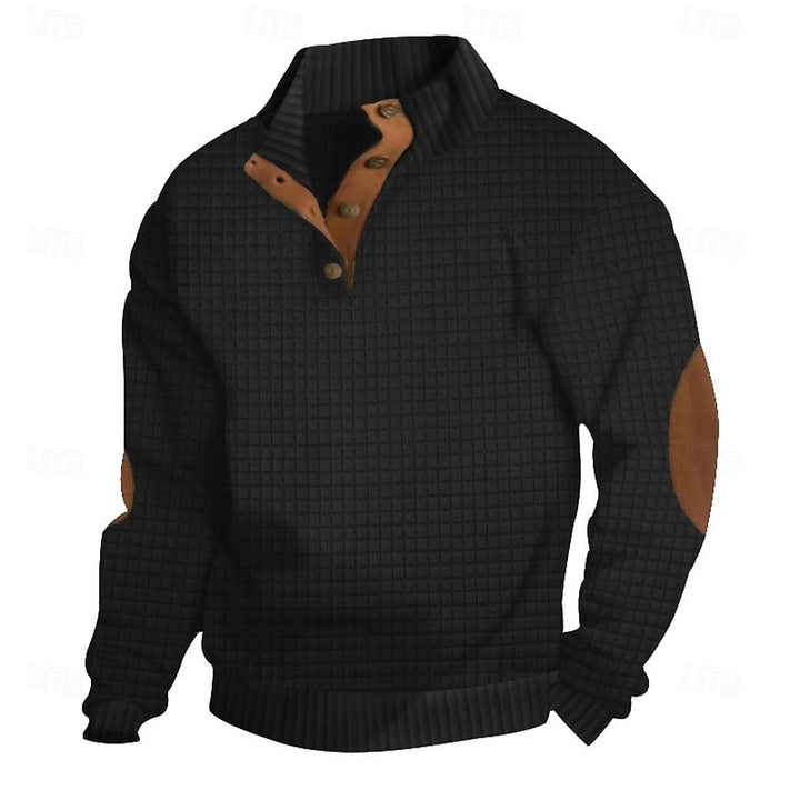 Bradley | Elbow-Patch Standing Collar Pullover