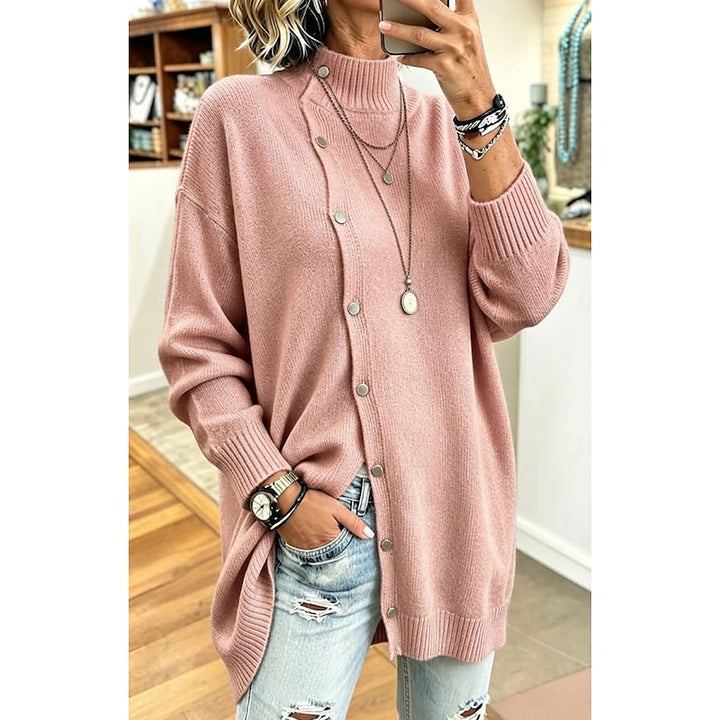 Sharon | Longline Buttoned Turtleneck Cardigan