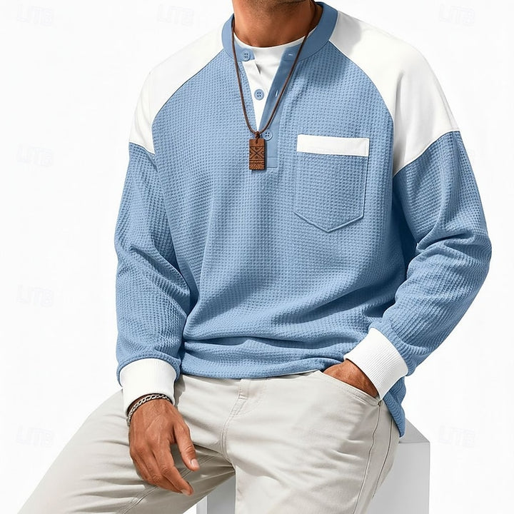 Nolan | Textured Colour-Block Henley