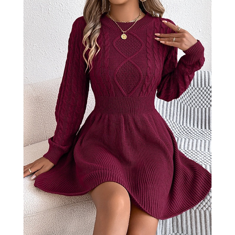 Marceline | Cable-Knit Christmas Sweater Dress