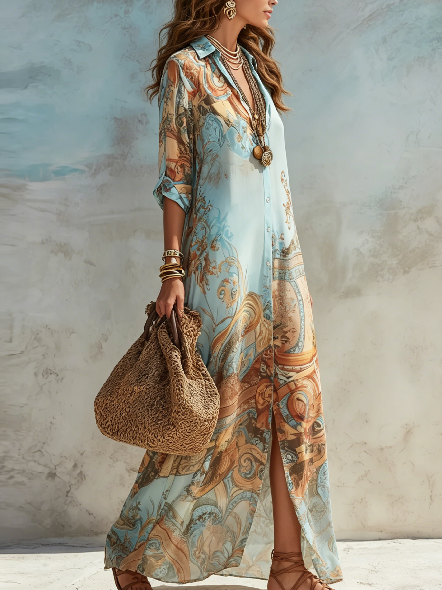 Anthea | Flowing Bohemian Shirt Dress