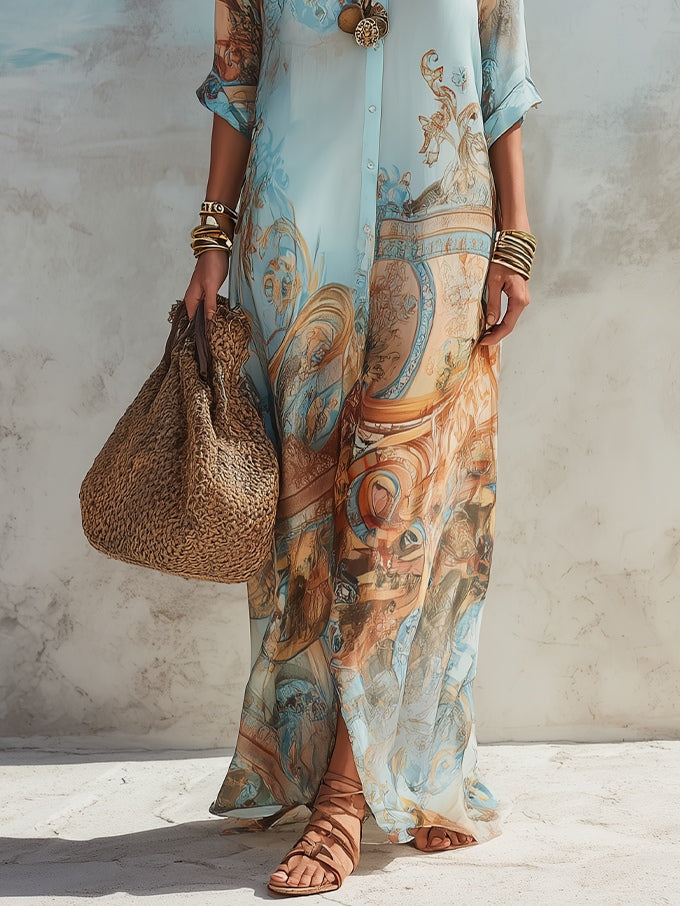 Anthea | Flowing Bohemian Shirt Dress