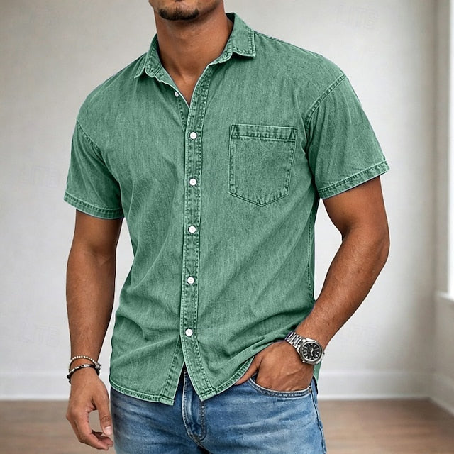 Kyle | Men's Acid Wash Cotton Short Sleeve Shirt