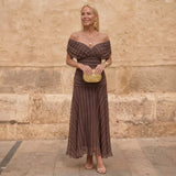 Isabella | Geometric Off-Shoulder Maxi Dress