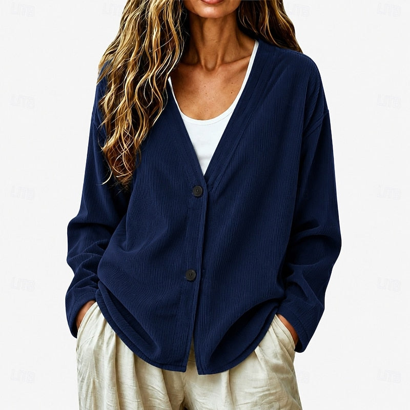 Maeve | Relaxed Ribbed Button-Front Cardigan