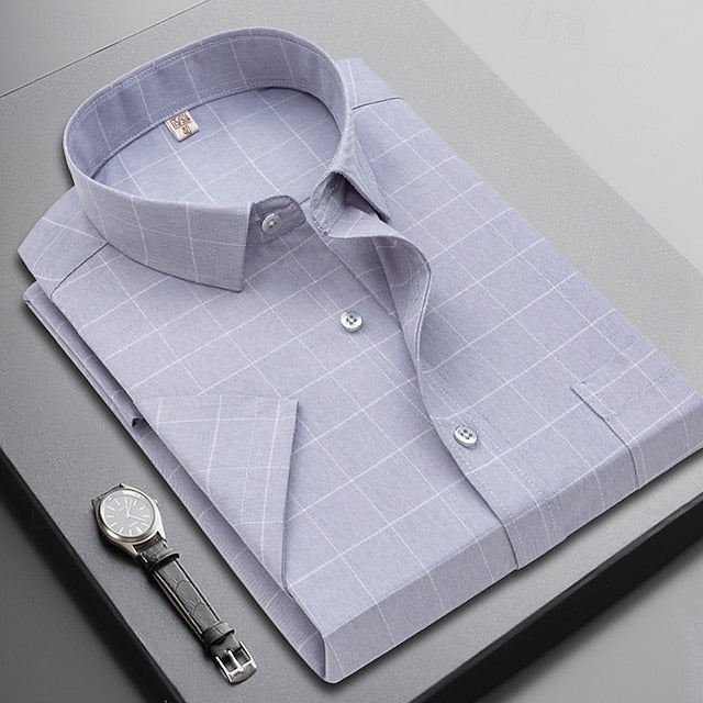 Roger | Men's Windowpane Check Short Sleeve Shirt