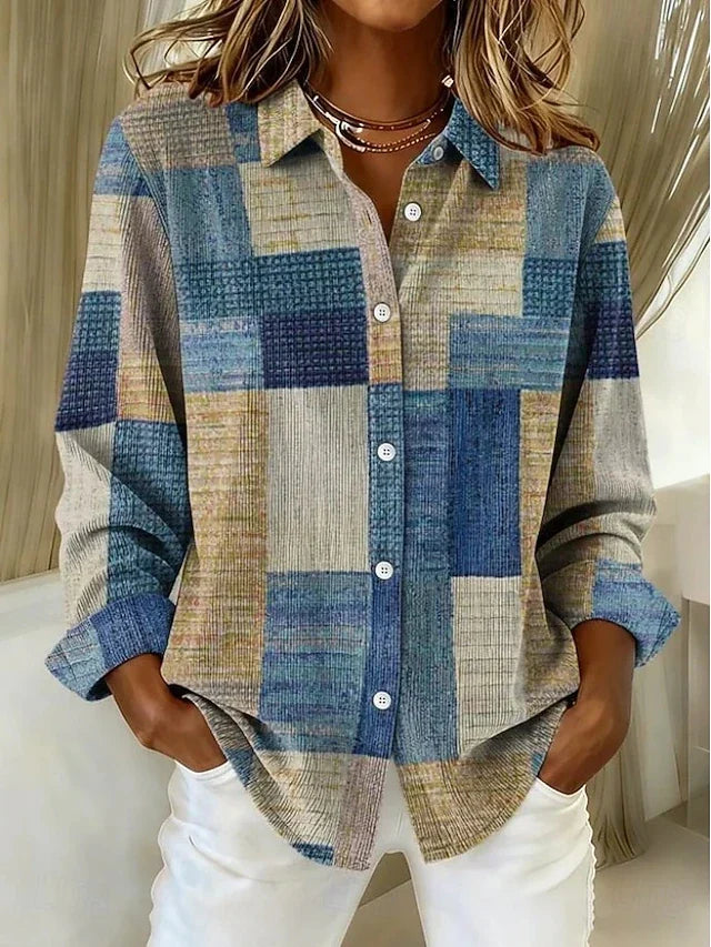 Cressida | Patchwork Button-Front Blouse