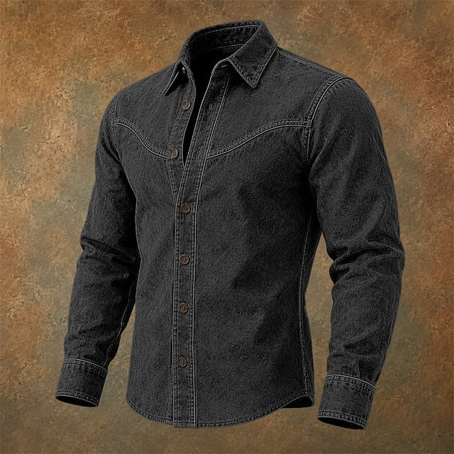 Caleb | Men's Washed Cotton Long Sleeve Shirt