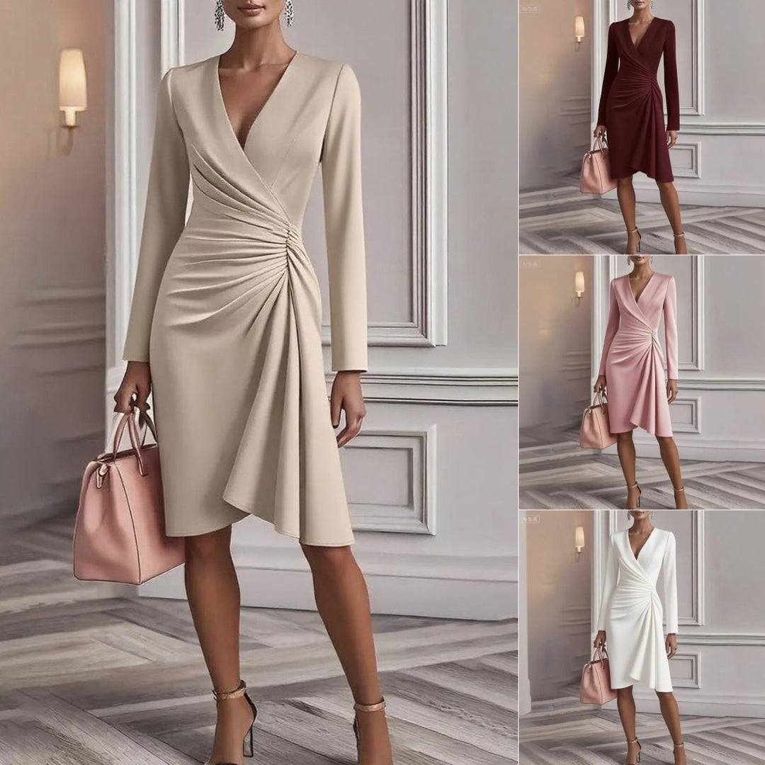 Giselle | Draped V-Neck Midi Dress