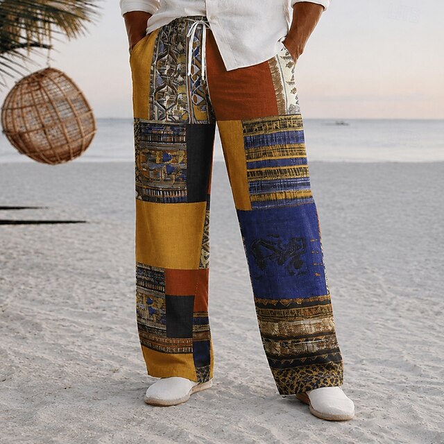 Jeremy | Men's Printed Linen-Blend Trousers