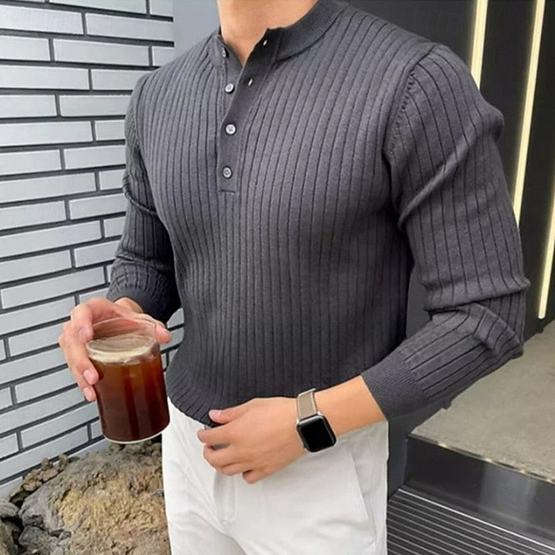 Reid | Ribbed Henley Sweater