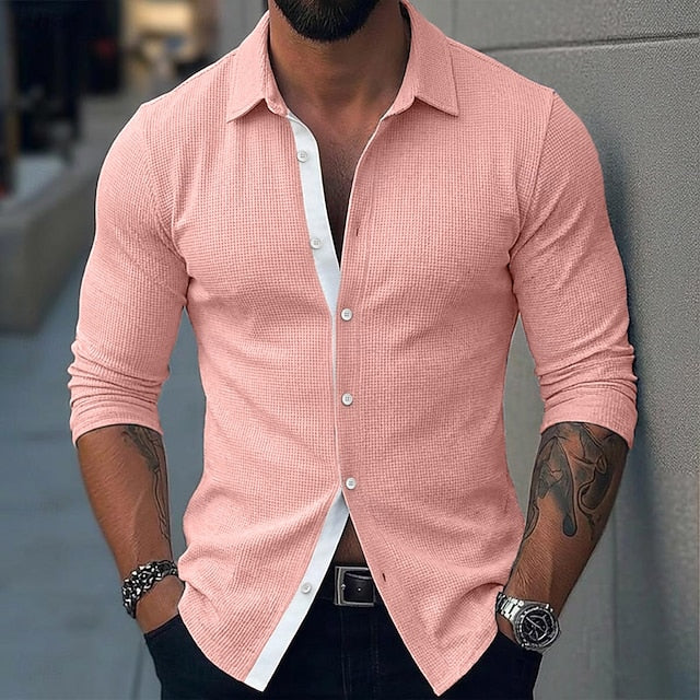 Isaac | Men's Waffle Knit Long Sleeve Shirt