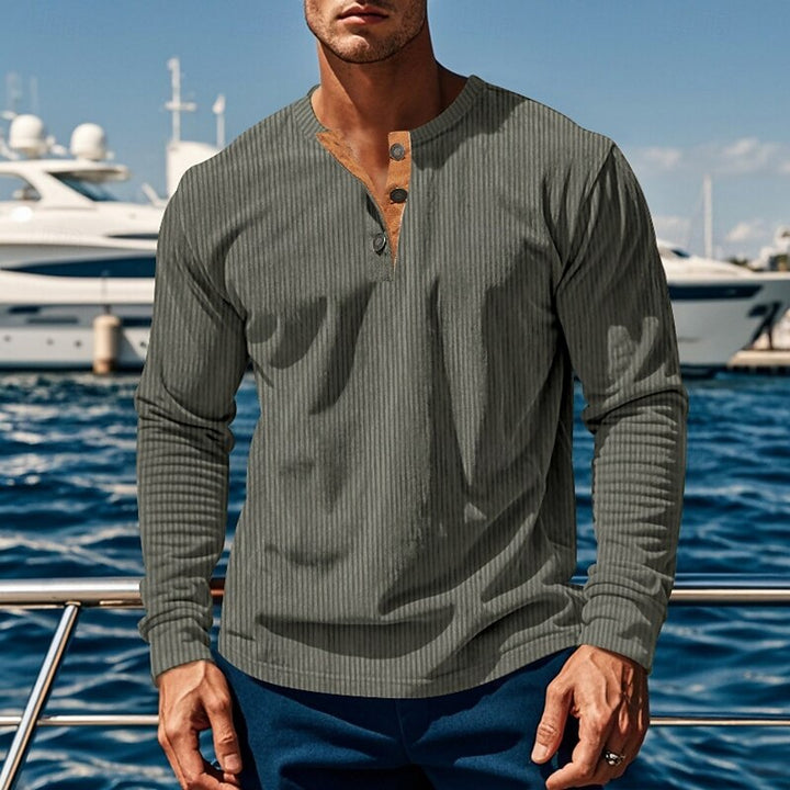 Grayson | Ribbed Long-Sleeve Henley Shirt