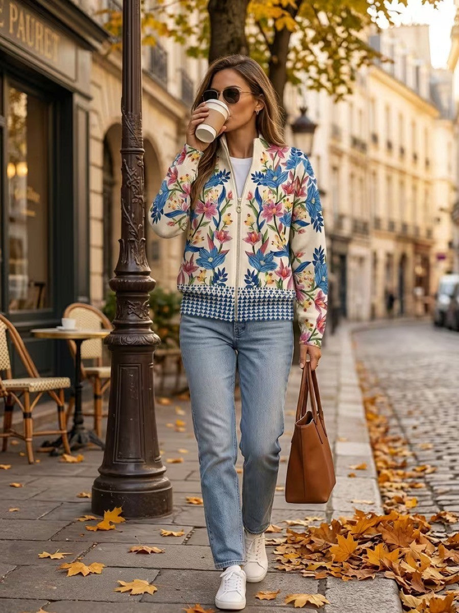 Colleen | Botanical Zip Cardigan