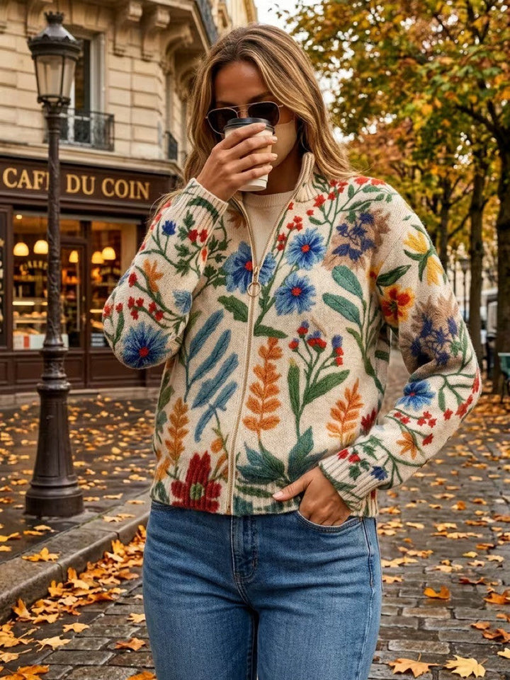 Colleen | Botanical Zip Cardigan