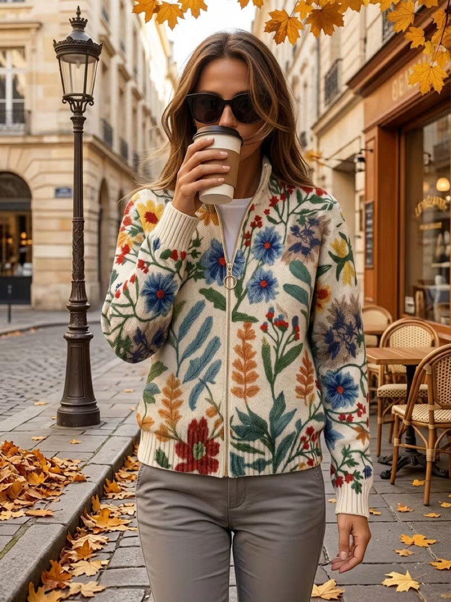 Colleen | Botanical Zip Cardigan