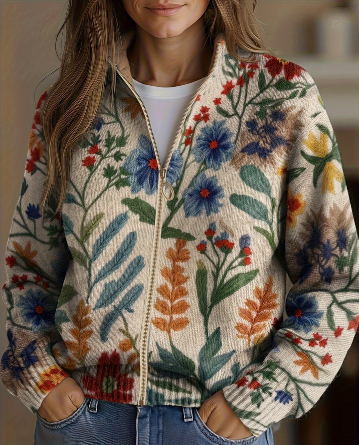 Colleen | Botanical Zip Cardigan
