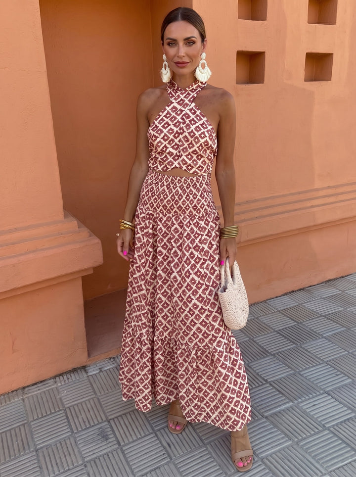 Hannah | Women's Halter Neck Printed Two-Piece Set