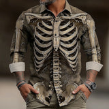 Gideon | Halloween Skeleton-Print Button-Up Shirt