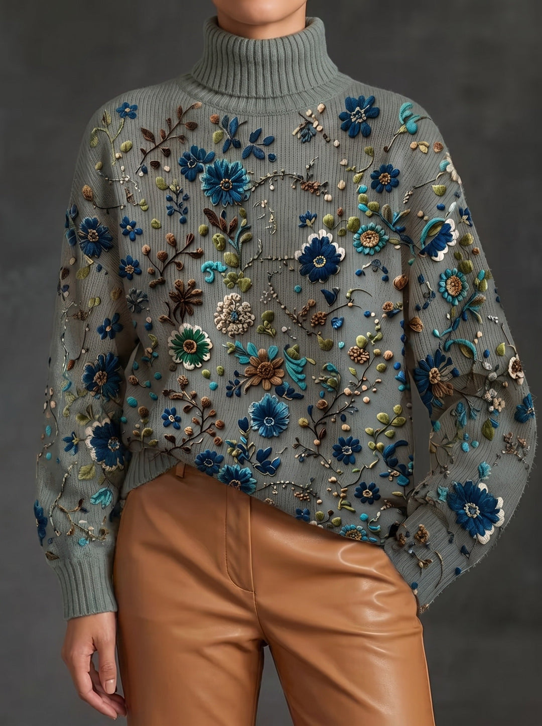 Liesel | Botanical Turtleneck Sweater