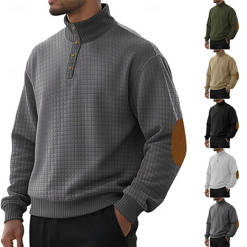 Bradley | Elbow-Patch Standing Collar Pullover