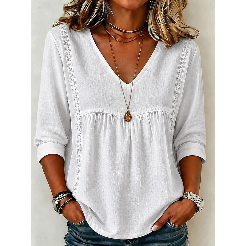 Evelyn | Relaxed Bohemian V-Neck Blouse