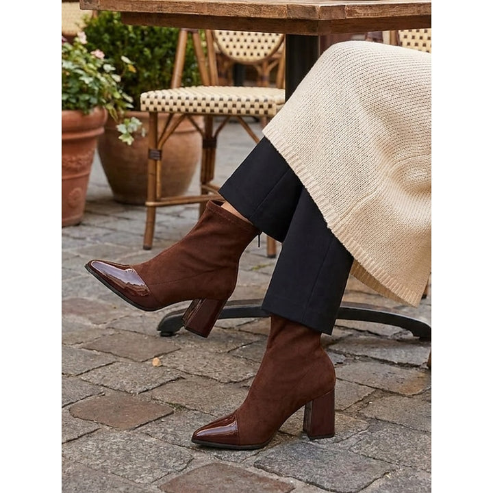 Lillian | Cap-Toe Chunky Heel Ankle Boots