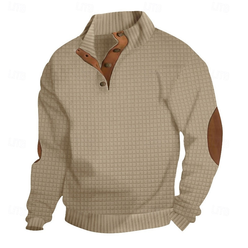 Bradley | Elbow-Patch Standing Collar Pullover