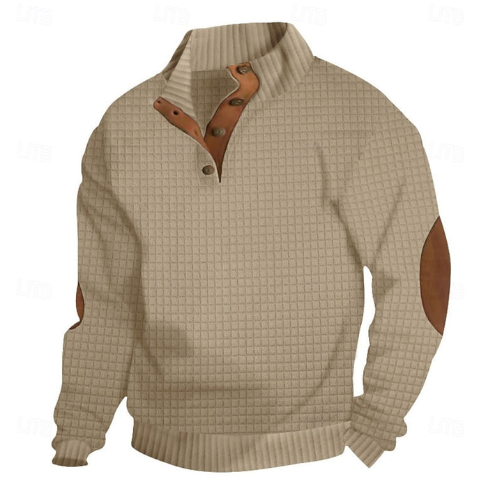 Bradley | Elbow-Patch Standing Collar Pullover