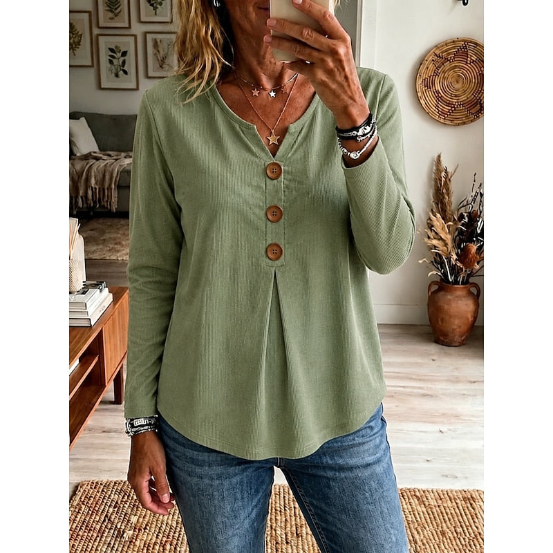 Clara | Button-Front V-Neck Shirt