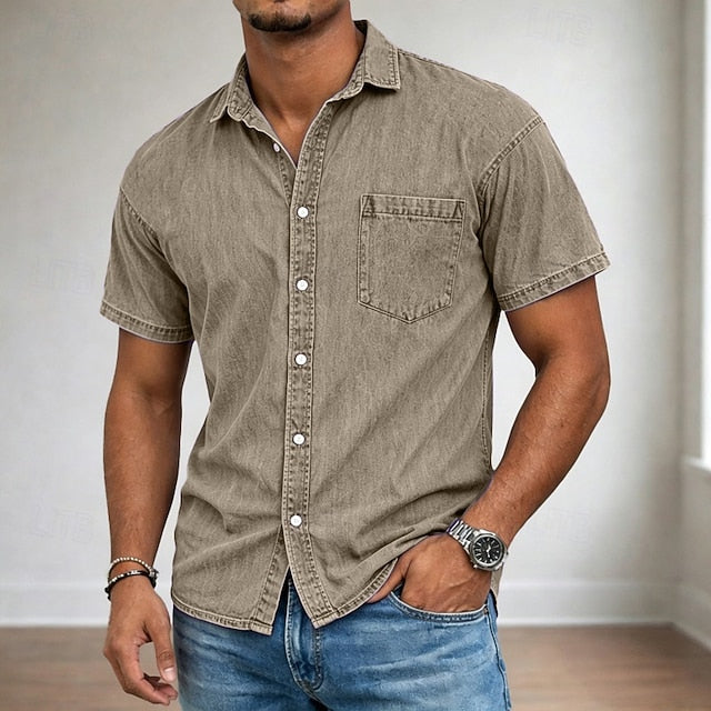 Kyle | Men's Acid Wash Cotton Short Sleeve Shirt