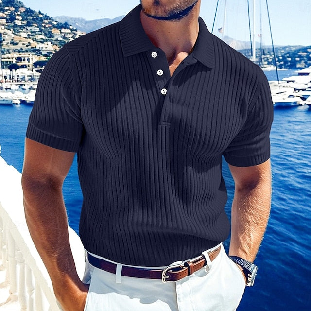 Marcus | Men's Ribbed Knit Polo Shirt