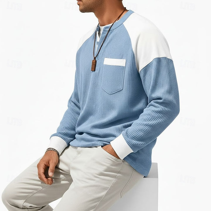 Nolan | Textured Colour-Block Henley