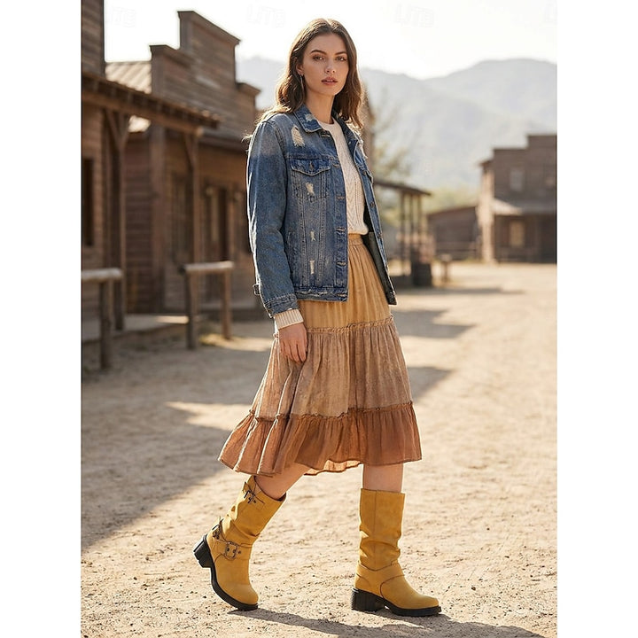 Tamara | Buckle-Strap Mid-Calf Biker Boots
